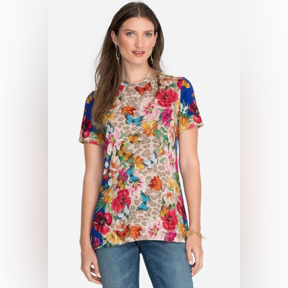 NWT! Johnny Was Mayflower Favorite Short Sleeve Crew Neck Swing Tee - Picture 4 of 9